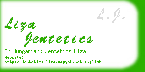 liza jentetics business card